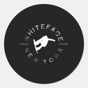 Whiteface Mountain New York Vintage Retro Snowboar Runder Aufkleber