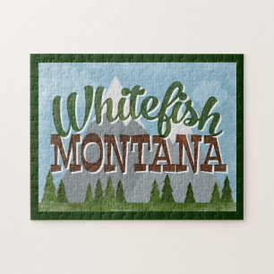 Whitefish Montana Fun Retro Snowy Mountains