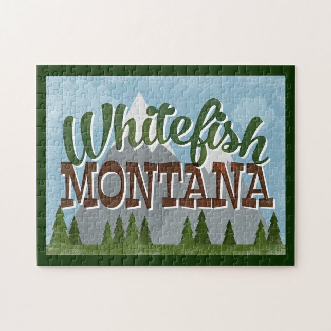 Whitefish Montana Fun Retro Snowy Mountains (Horizontal)