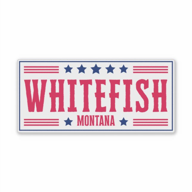 WHITEFISH MONTANA Stars & Streifen Aufkleber (Vorderseite)