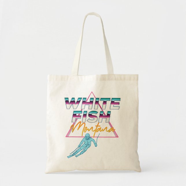 Whitefish Montana USA Ski Resort 1980s Retro Tragetasche (Vorne)