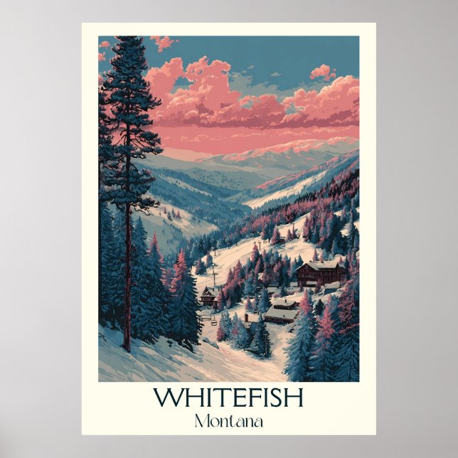 Whitefish Montana Vintages Skidorf Poster (Vorne)