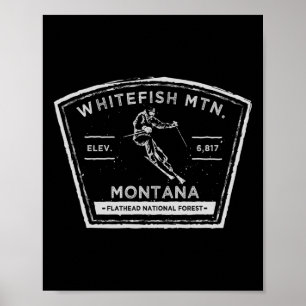 Whitefish Mountain Montana Schnee Skifahren Poster