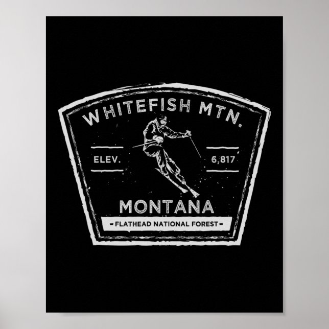 Whitefish Mountain Montana Schnee Skifahren  Poster (Vorne)