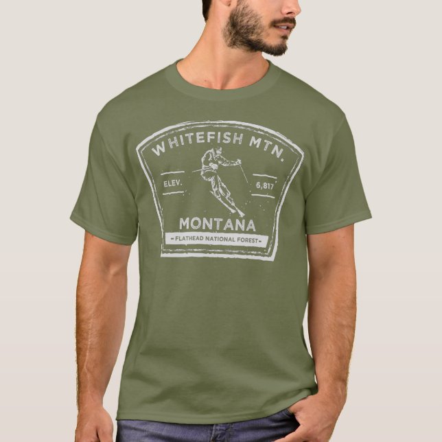 Whitefish Mountain Montana Snow Skiing T-Shirt (Vorderseite)
