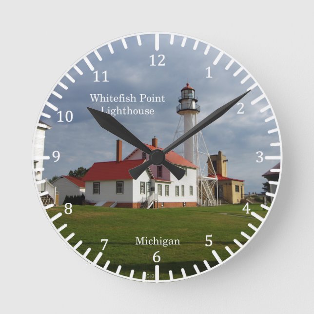 Whitefish Point Lighthouse clock Runde Wanduhr (Vorderseite)