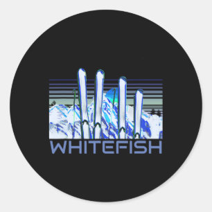 Whitefish-Ski-Accessoires Retro-Whitefish-Skifahre Runder Aufkleber