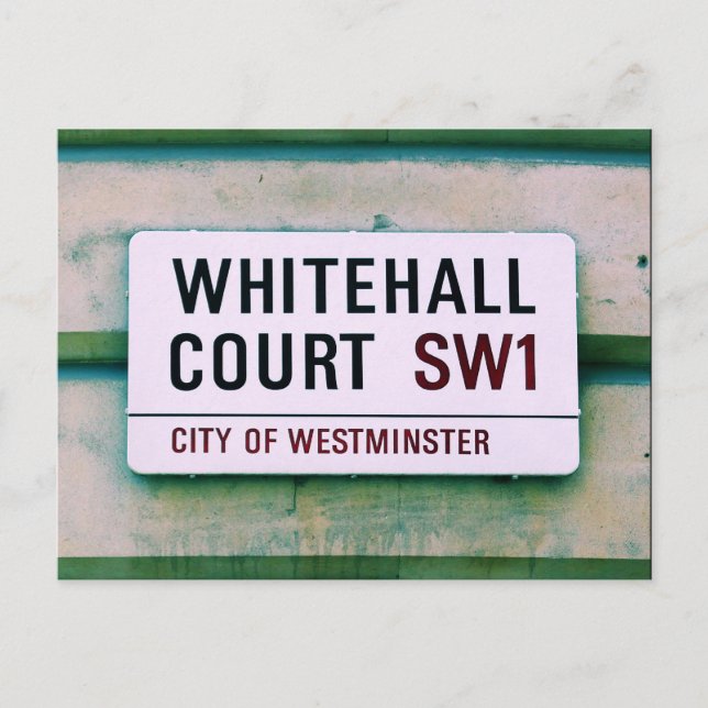 Whitehall Court - Westminster Sign Postkarte (Vorderseite)