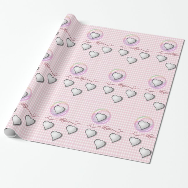 Whitehearts-Umschlagpapier Geschenkpapier (Ungerollt)