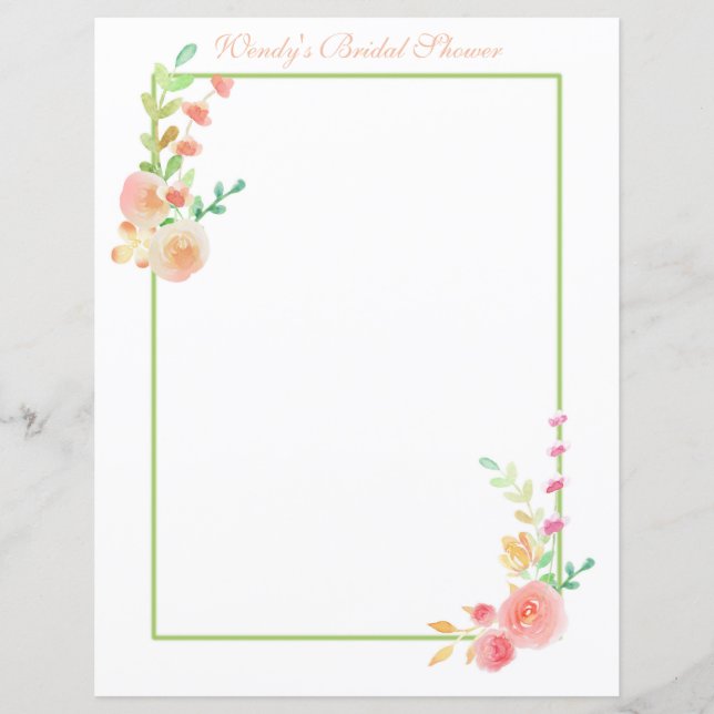 Whitelor Watercolor Floral Frame Scrapbook Paper (Vorderseite)