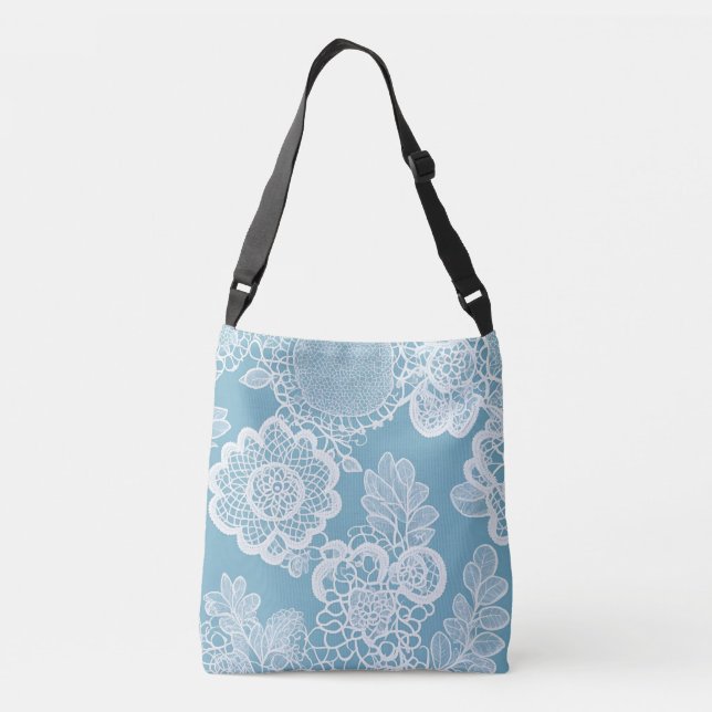Whitening Lace on Blue AI art Tragetaschen Mit Langen Trägern (Rückseite)