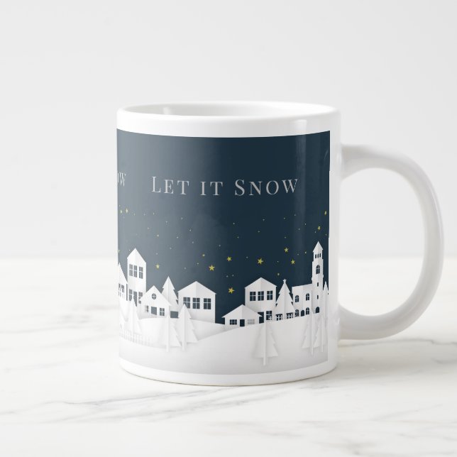Whitepaper beherbergt Winter Scene Editable Text Jumbo-Tasse (Rechts)