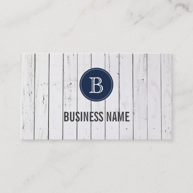Whitepaper Business Card aus weißgestrichenem Holz Visitenkarte (Vorderseite)