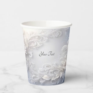Whitepaper (Cups) mit Geblüht weißer Blume Pappbecher