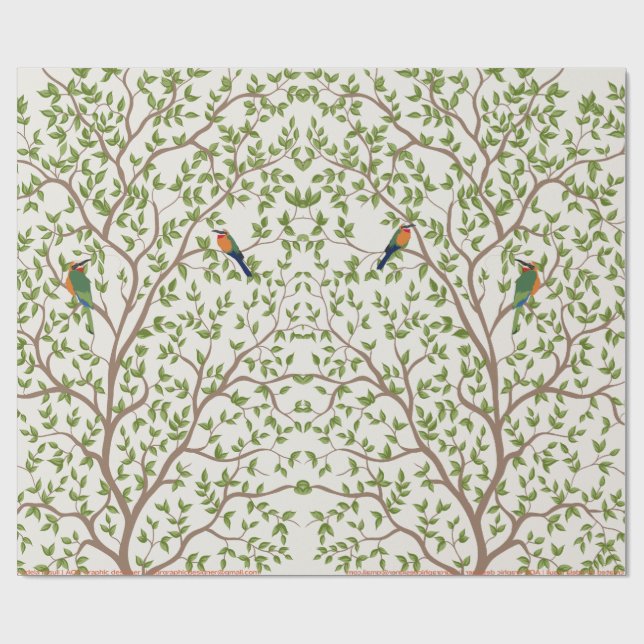 Whitepaper über botanische Vogelausgabe | Natur Geschenkpapier (Flach)