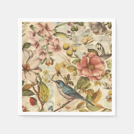 Whitepaper über botanische Whimsy-Collage Serviette