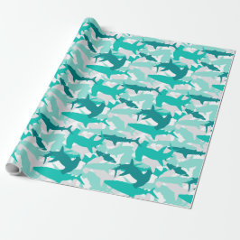 Whitepaper zum Drucken von Haifisch und Aquamarine Geschenkpapier