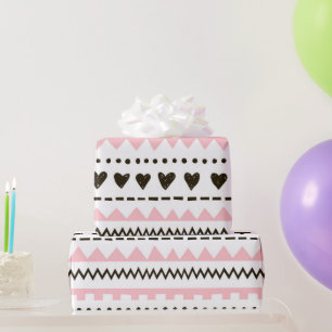 Whitepaper zum Muster von schwarzen, rosa und schw Geschenkpapier