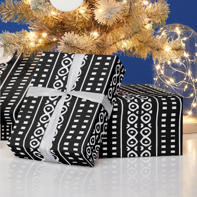 Whitepaper zum schwarzen afrikanischen Muster Geschenkpapier (Feiertage)