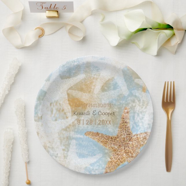 Whitepaper zum Thema Starfish Coastal Beach Pappteller (Hochzeit)