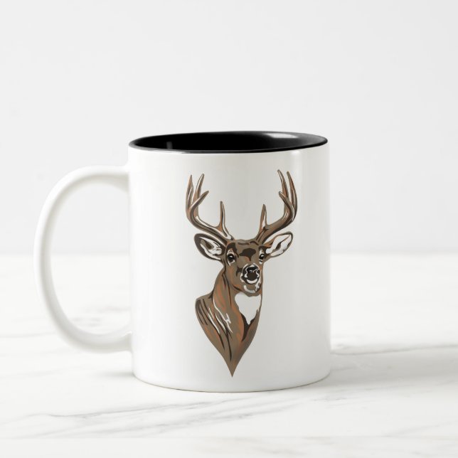 Whitetail Buck Deer Head Zweifarbige Tasse (Links)