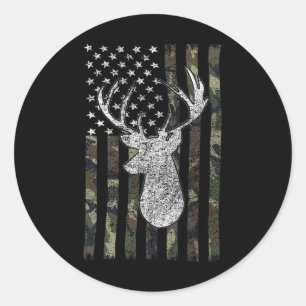 Whitetail Buck Deer Jagd American Camouflage Us Runder Aufkleber