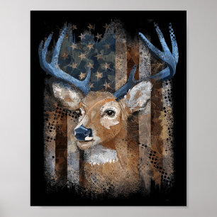 Whitetail Buck Deer Jagd amerikanische Flagge Buck Poster