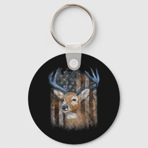 Whitetail Buck Deer Jagd amerikanische Flagge Buck Schlüsselanhänger