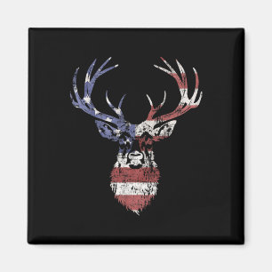 Whitetail Buck Deer Jagd auf amerikanische Flagge Magnet