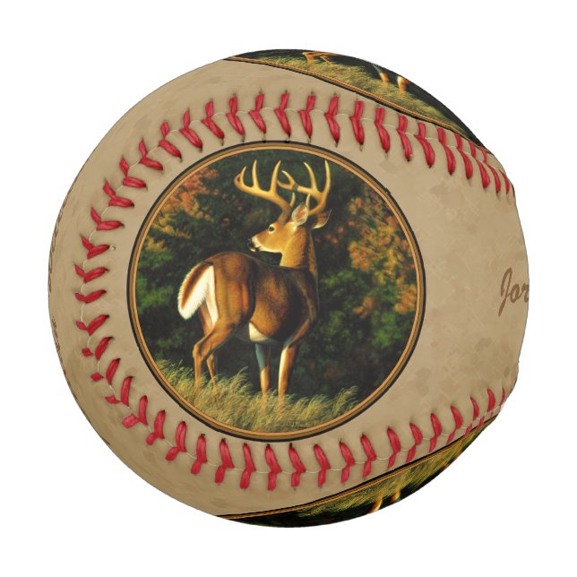 Whitetail Buck Deer Jagdtan Baseball (Vorderseite Links)