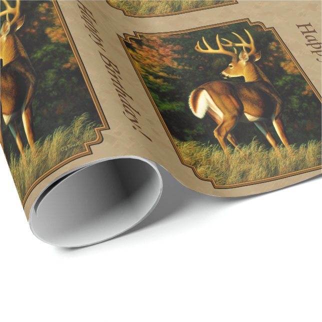 Whitetail Buck Deer Jagdtan Geschenkpapier (Rolleneckpunkt)