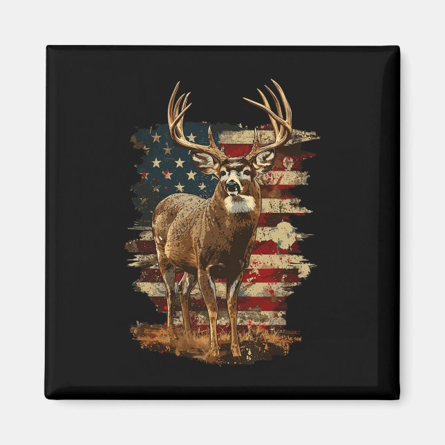 Whitetail Buck Deer Jagen 4. Juli US-amerikanische Magnet (Vorne)