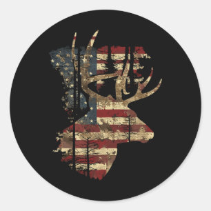 Whitetail Buck Deer Jagen 4. Juli US-amerikanische Runder Aufkleber