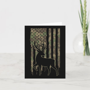 Whitetail Buck Deer Junting American Flag Camoufla Karte