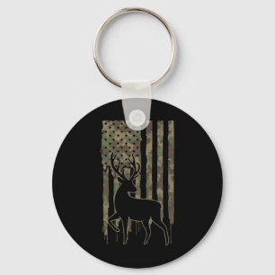 Whitetail Buck Deer Junting American Flag Camoufla Schlüsselanhänger