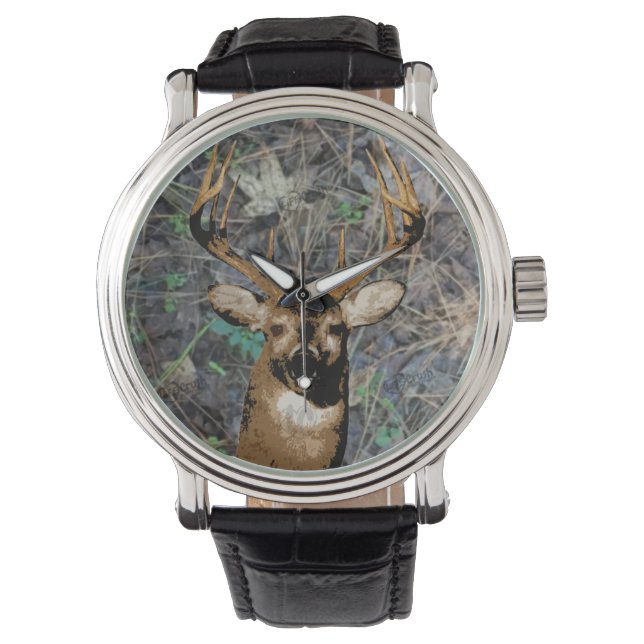Whitetail Buck Deer Junting Armbanduhr (Vorderseite)