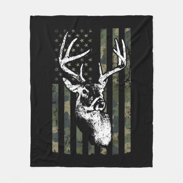 Whitetail Buck Deer Junting USA Camouflage America Fleecedecke (Vorderseite)