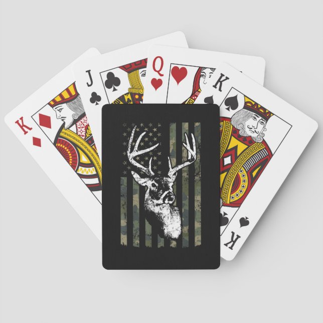 Whitetail Buck Deer Junting USA Camouflage America Spielkarten (Rückseite)