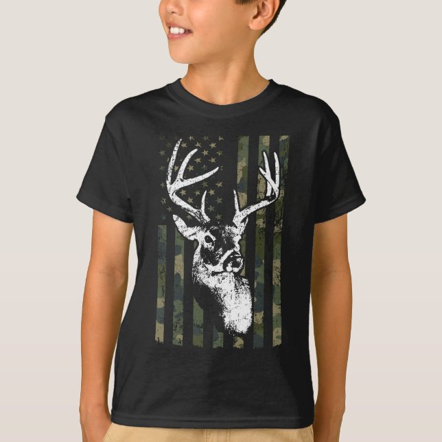 Whitetail Buck Deer Junting USA Camouflage America T-Shirt (Vorderseite)