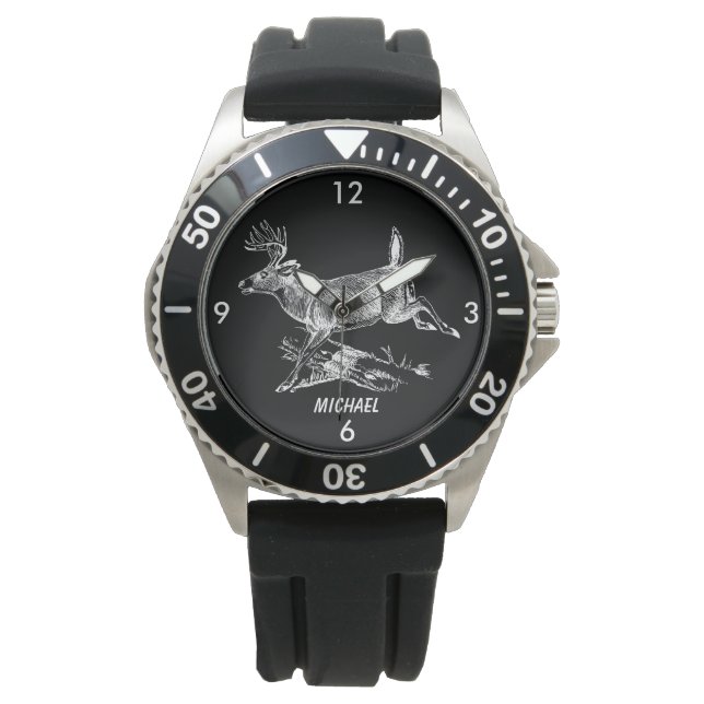 Whitetail Buck mit großem Rack Armbanduhr (Vorderseite)