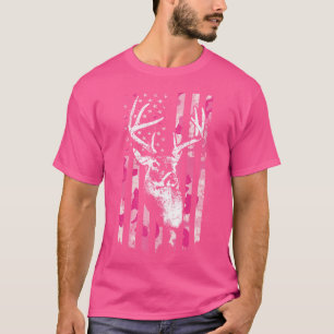 Whitetail Buck Wo Deer Junting Pink Camouflage Ame T-Shirt