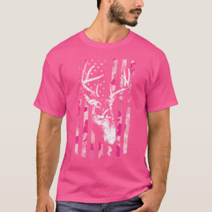 Whitetail Buck Wo Deer Junting Pink Camouflage Ame T-Shirt