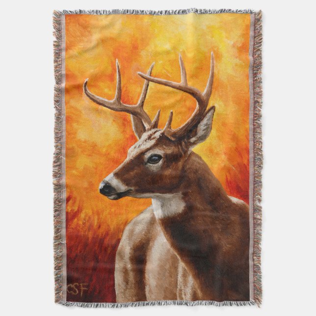 Whitetail Deer Autumn Gold Decke (Vorderseite Vertikal)