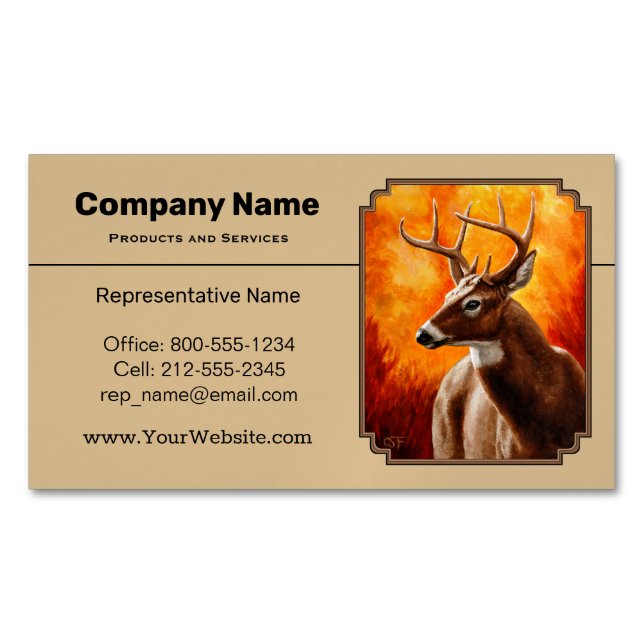 Whitetail Deer Autumn Gold Magnetische Visitenkarte (Vorderseite)