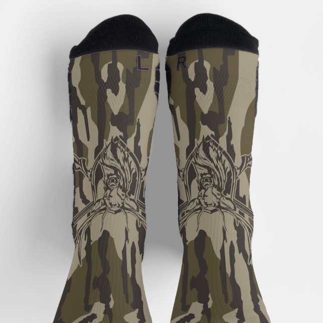 Whitetail Deer Bottomland Camouflage Jagd Rifle Bo Socken (Oben)