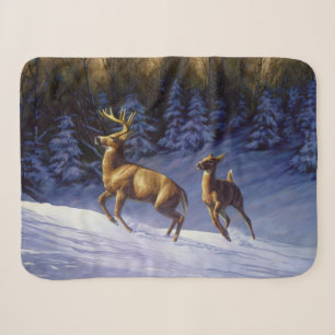 Whitetail Deer Buck & Dock im Winterschnee Sherpadecke