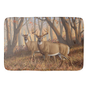 Whitetail Deer Buck & Dos Herbstmapelwald Badematte