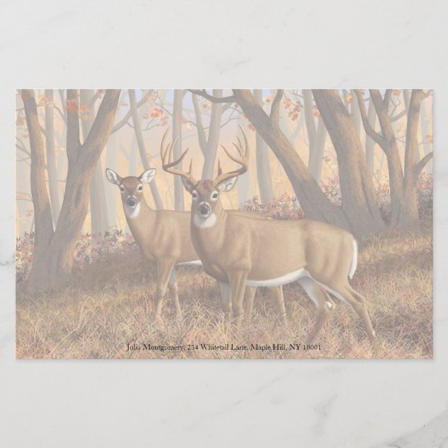 Whitetail Deer Buck & Dos Herbstmapelwald Briefpapier (Vorderseite)