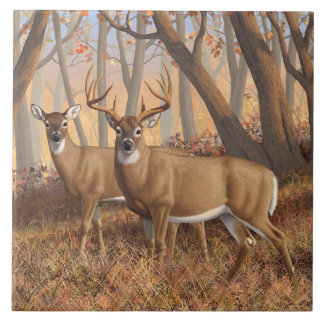 Whitetail Deer Buck & Dos Herbstmapelwald Fliese