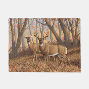 Whitetail Deer Buck & Dos Herbstmapelwald Fußmatte